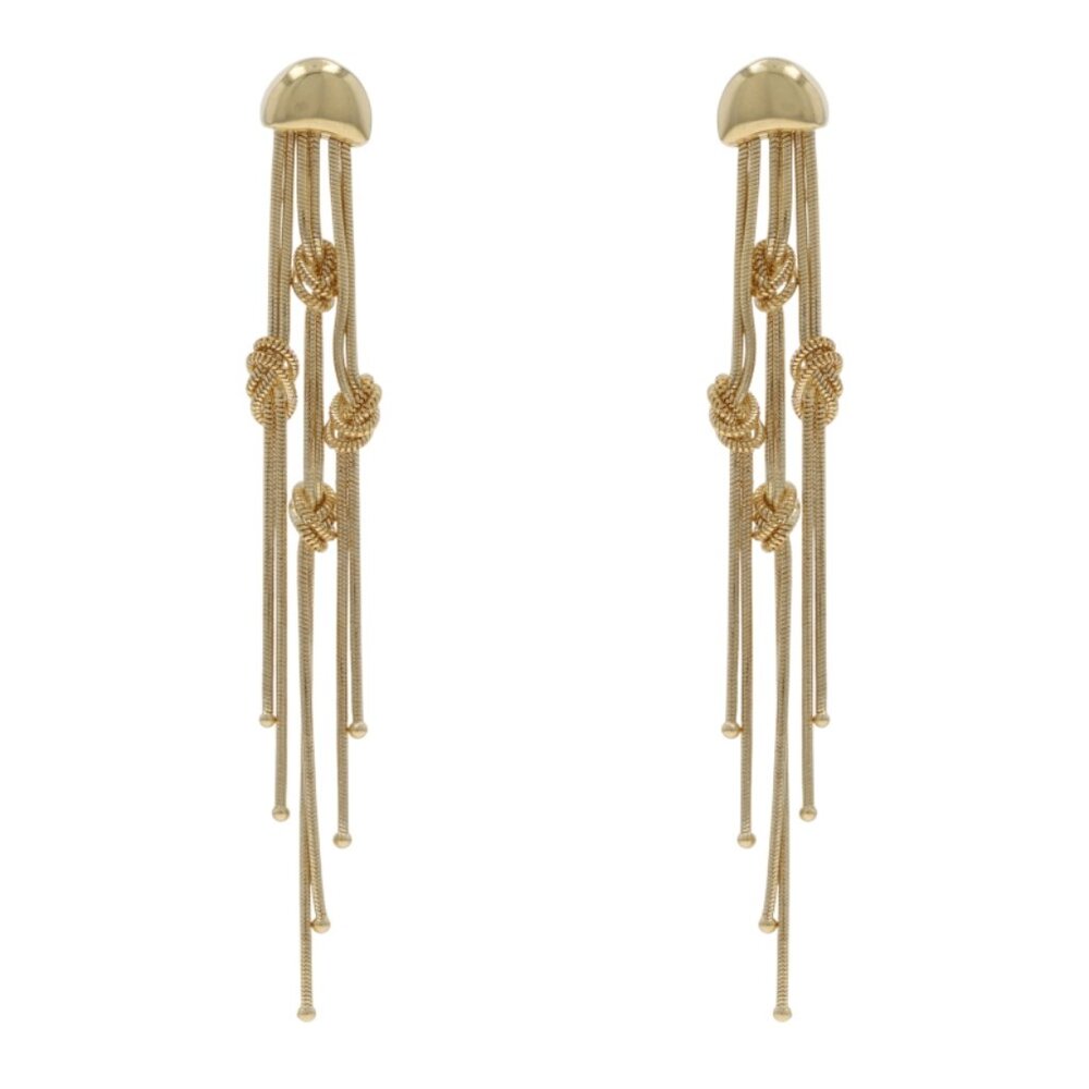 UnoAerre Knotted Fringe Dangle Earrings - Yellow Gold 18k Pierced